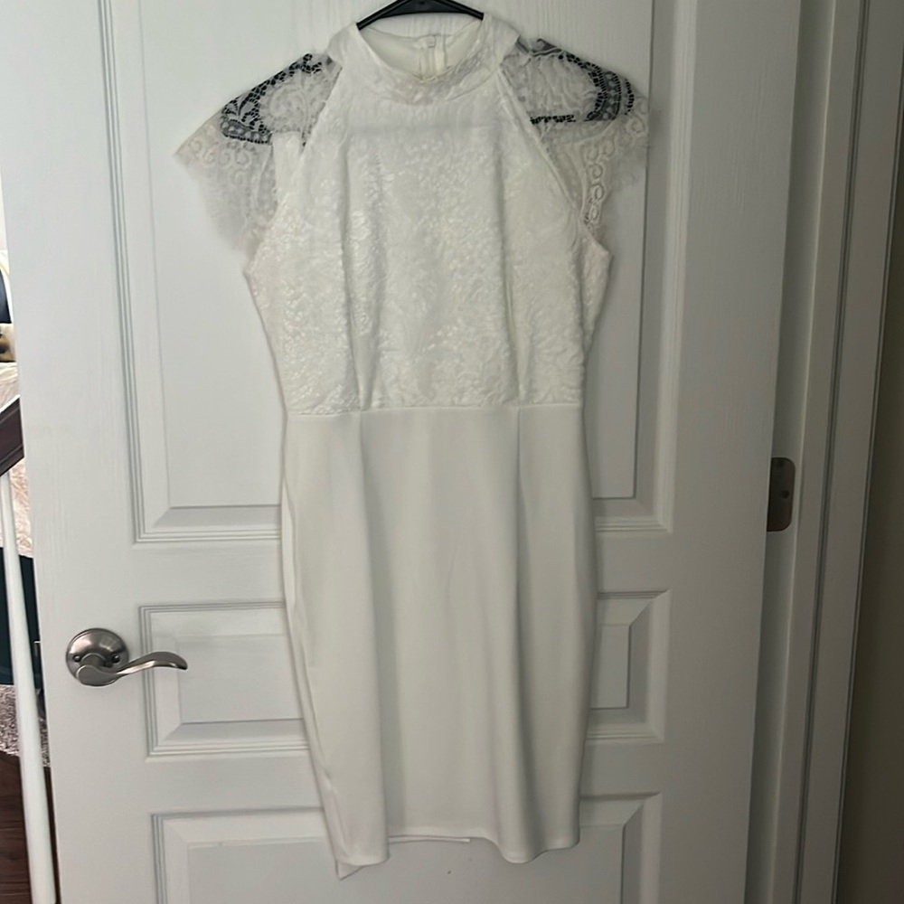 Small White Dress with Lace sleeves and front/back